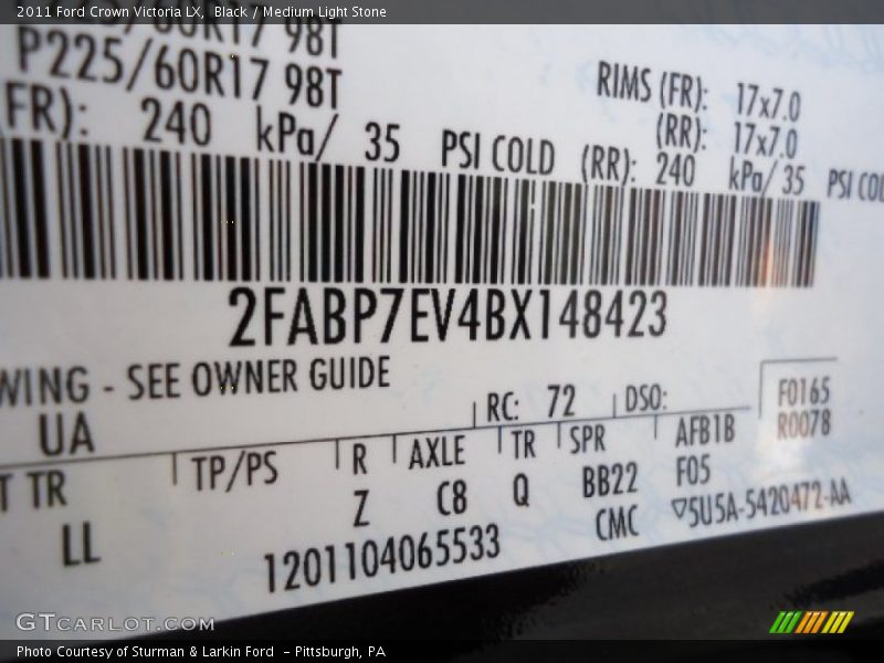 Black / Medium Light Stone 2011 Ford Crown Victoria LX