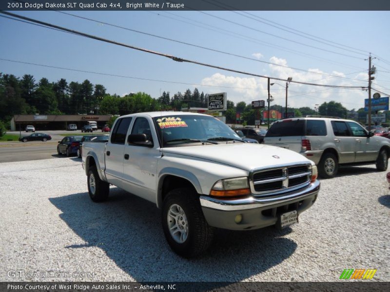 Bright White / Taupe 2001 Dodge Dakota SLT Quad Cab 4x4