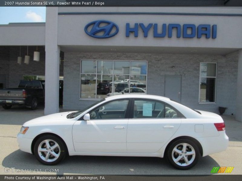 Powder White Pearl / Beige 2007 Hyundai Sonata SE V6