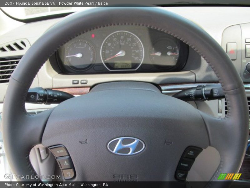 Powder White Pearl / Beige 2007 Hyundai Sonata SE V6