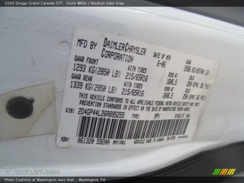 Stone White / Medium Slate Gray 2006 Dodge Grand Caravan SXT