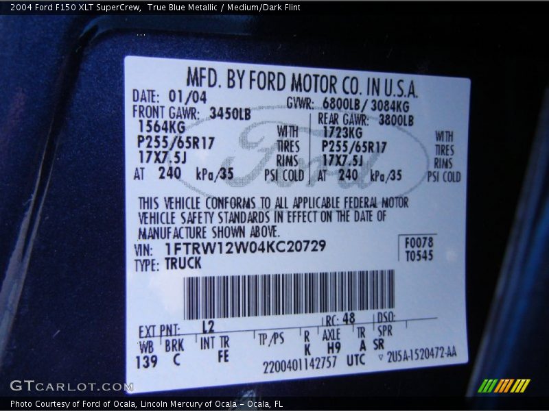 True Blue Metallic / Medium/Dark Flint 2004 Ford F150 XLT SuperCrew