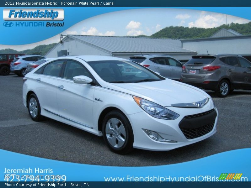 Porcelain White Pearl / Camel 2012 Hyundai Sonata Hybrid