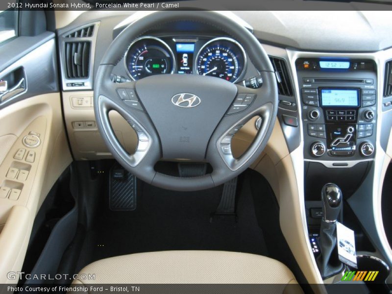 Porcelain White Pearl / Camel 2012 Hyundai Sonata Hybrid