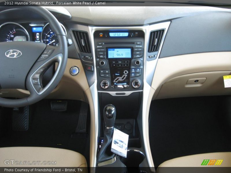 Porcelain White Pearl / Camel 2012 Hyundai Sonata Hybrid