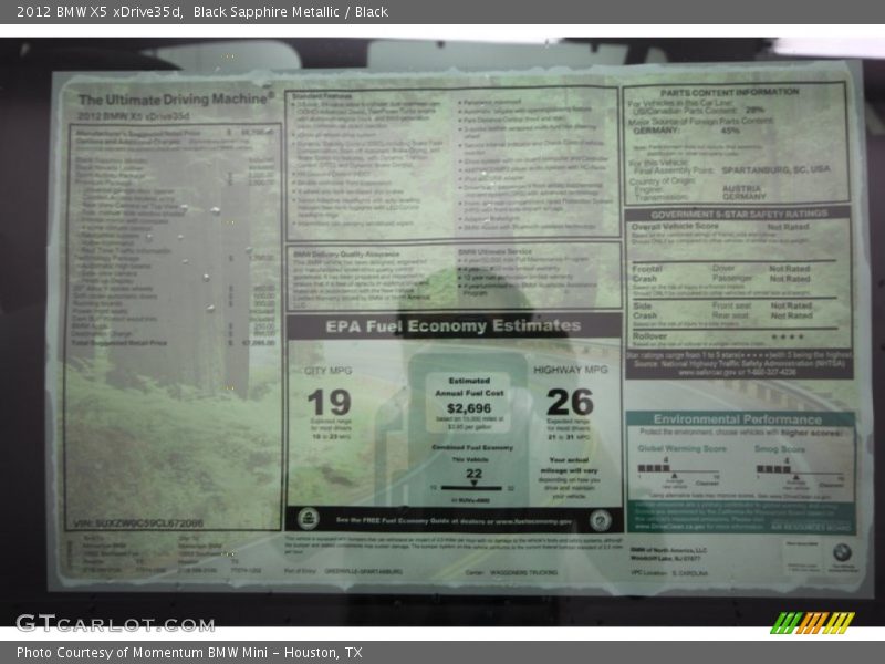 Black Sapphire Metallic / Black 2012 BMW X5 xDrive35d