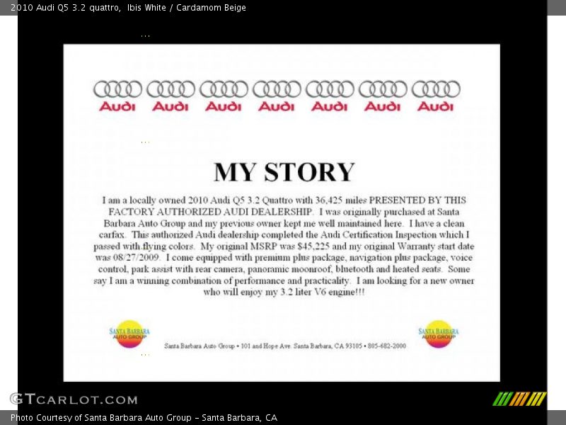 Ibis White / Cardamom Beige 2010 Audi Q5 3.2 quattro