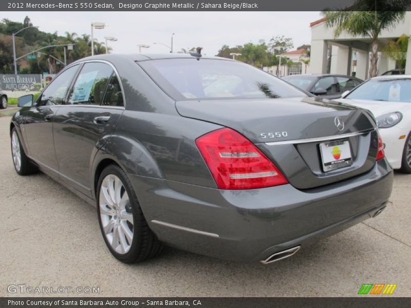 Designo Graphite Metallic / Sahara Beige/Black 2012 Mercedes-Benz S 550 Sedan