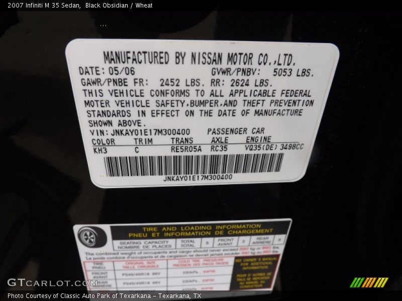 Black Obsidian / Wheat 2007 Infiniti M 35 Sedan