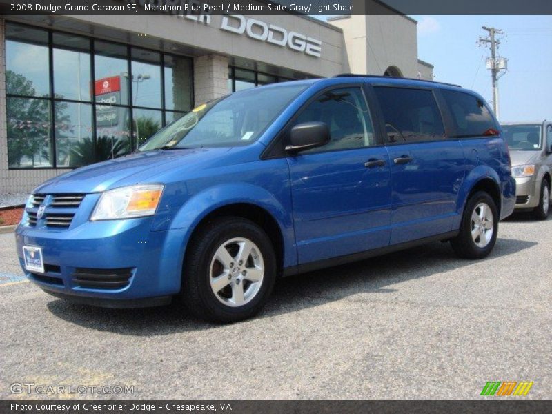 Marathon Blue Pearl / Medium Slate Gray/Light Shale 2008 Dodge Grand Caravan SE