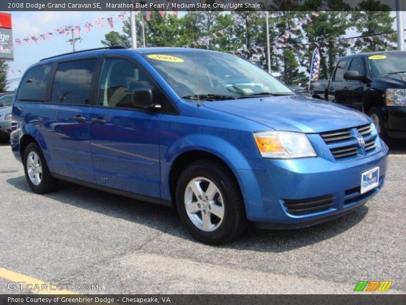 Marathon Blue Pearl / Medium Slate Gray/Light Shale 2008 Dodge Grand Caravan SE