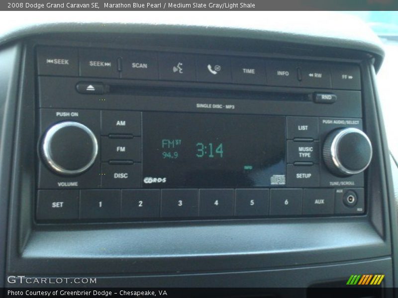 Marathon Blue Pearl / Medium Slate Gray/Light Shale 2008 Dodge Grand Caravan SE