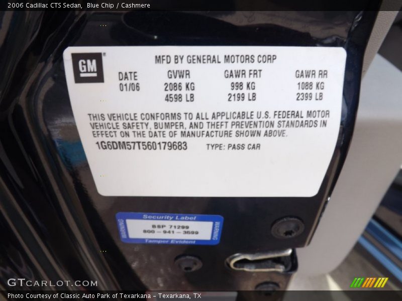 Blue Chip / Cashmere 2006 Cadillac CTS Sedan