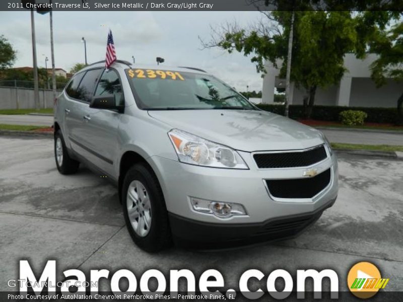 Silver Ice Metallic / Dark Gray/Light Gray 2011 Chevrolet Traverse LS