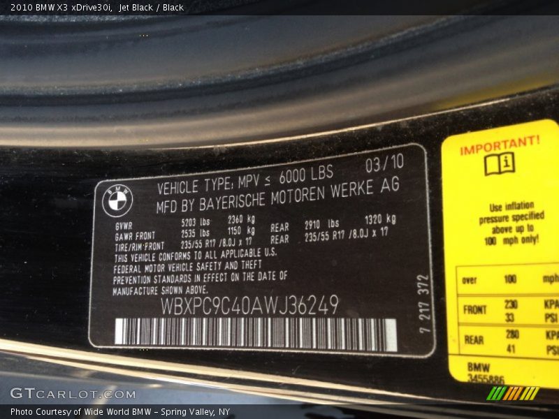 Jet Black / Black 2010 BMW X3 xDrive30i