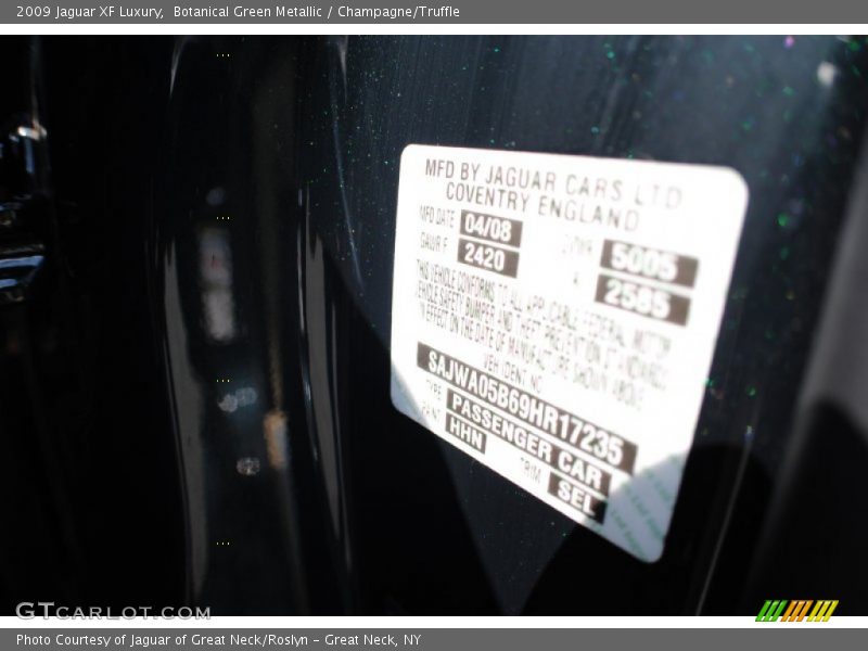 Botanical Green Metallic / Champagne/Truffle 2009 Jaguar XF Luxury