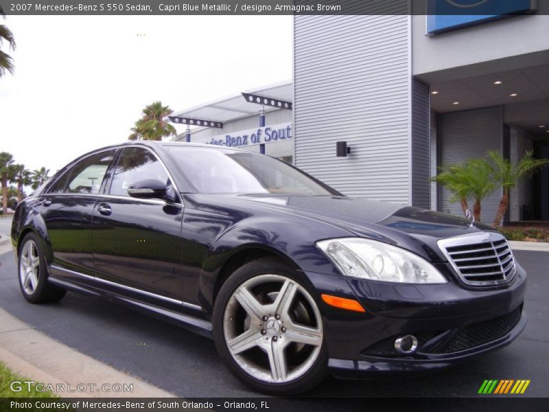 Capri Blue Metallic / designo Armagnac Brown 2007 Mercedes-Benz S 550 Sedan
