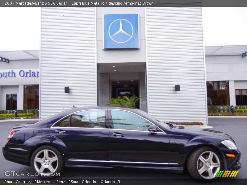Capri Blue Metallic / designo Armagnac Brown 2007 Mercedes-Benz S 550 Sedan
