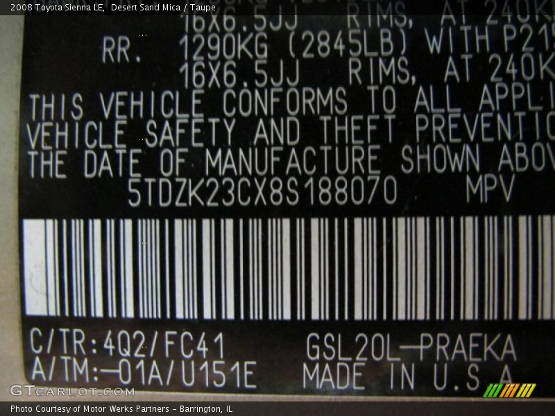 Desert Sand Mica / Taupe 2008 Toyota Sienna LE