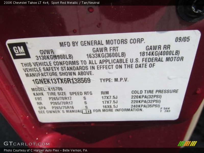 Sport Red Metallic / Tan/Neutral 2006 Chevrolet Tahoe LT 4x4