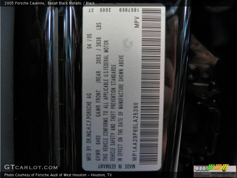 Basalt Black Metallic / Black 2005 Porsche Cayenne