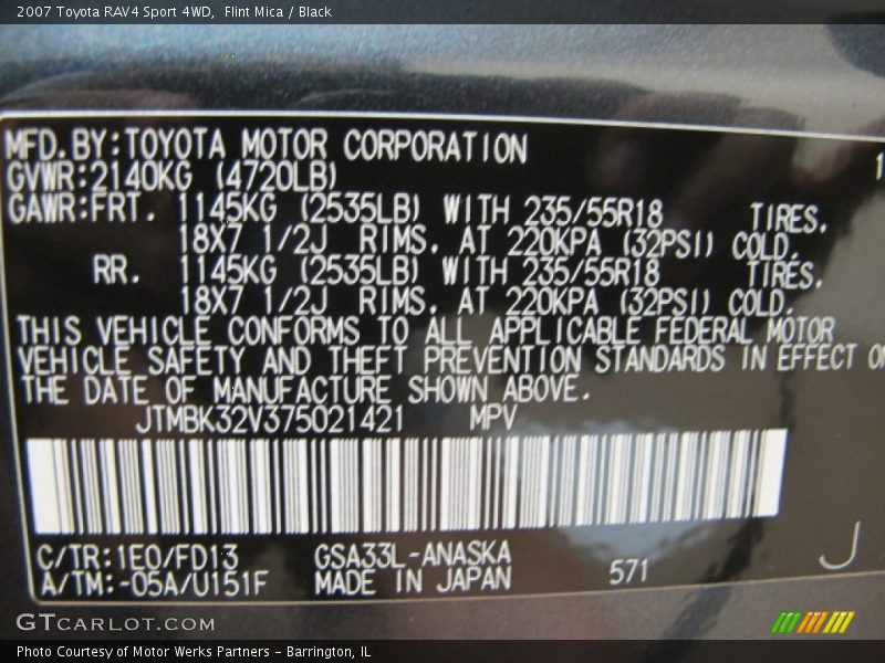 Flint Mica / Black 2007 Toyota RAV4 Sport 4WD