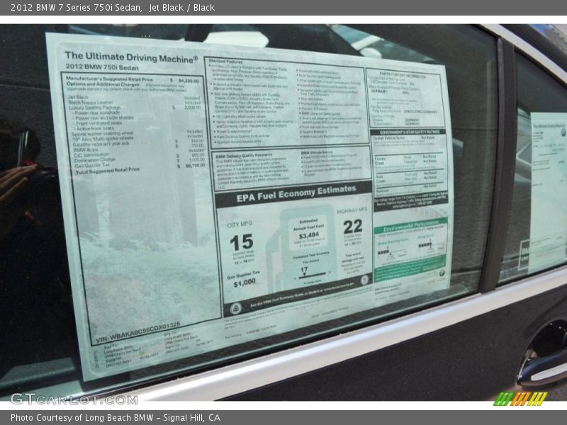 Jet Black / Black 2012 BMW 7 Series 750i Sedan