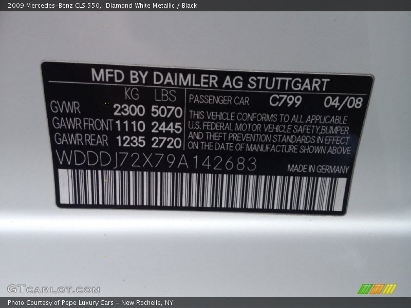 Diamond White Metallic / Black 2009 Mercedes-Benz CLS 550