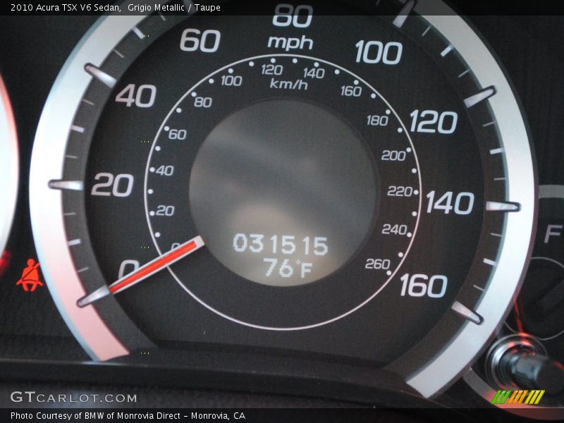 Grigio Metallic / Taupe 2010 Acura TSX V6 Sedan