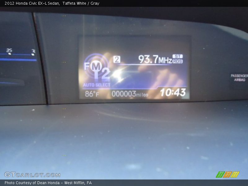Taffeta White / Gray 2012 Honda Civic EX-L Sedan