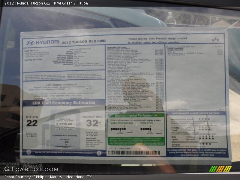 Kiwi Green / Taupe 2012 Hyundai Tucson GLS