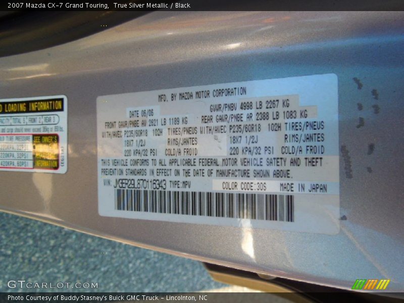 True Silver Metallic / Black 2007 Mazda CX-7 Grand Touring