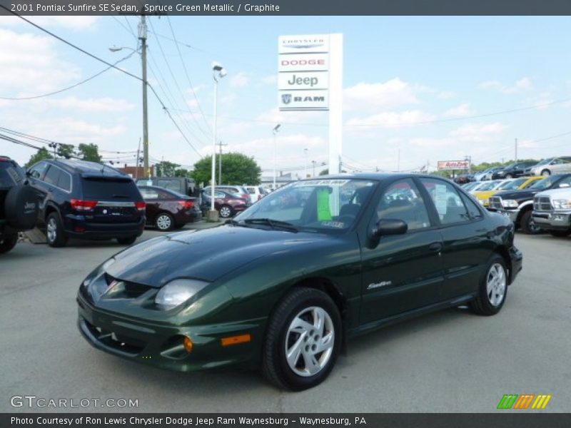 Spruce Green Metallic / Graphite 2001 Pontiac Sunfire SE Sedan