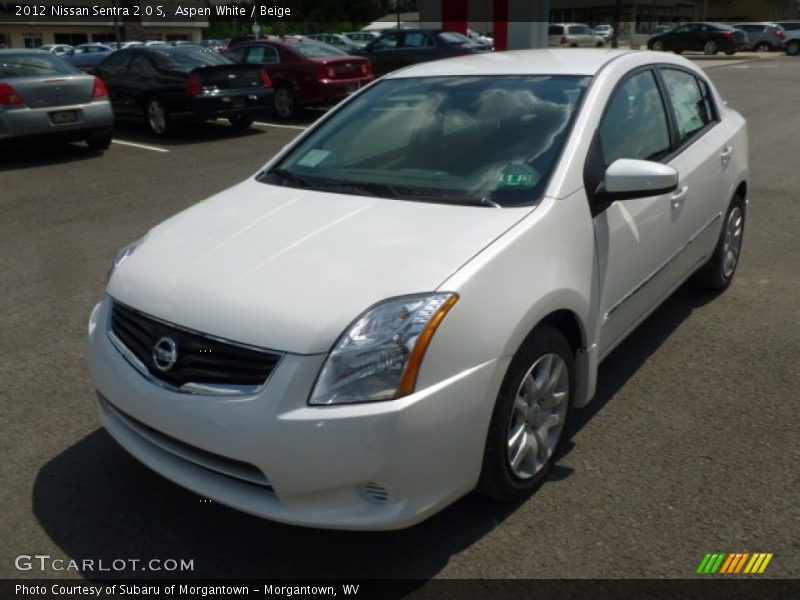 Aspen White / Beige 2012 Nissan Sentra 2.0 S