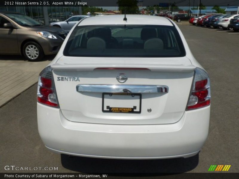 Aspen White / Beige 2012 Nissan Sentra 2.0 S