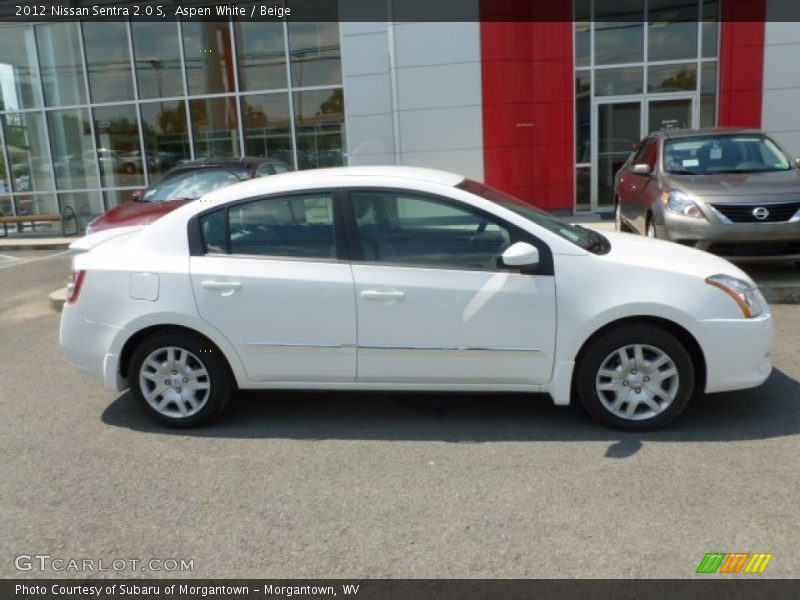 Aspen White / Beige 2012 Nissan Sentra 2.0 S