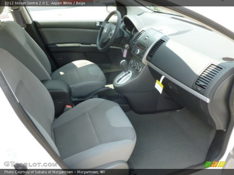 Aspen White / Beige 2012 Nissan Sentra 2.0 S