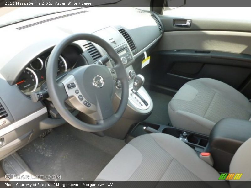 Aspen White / Beige 2012 Nissan Sentra 2.0 S