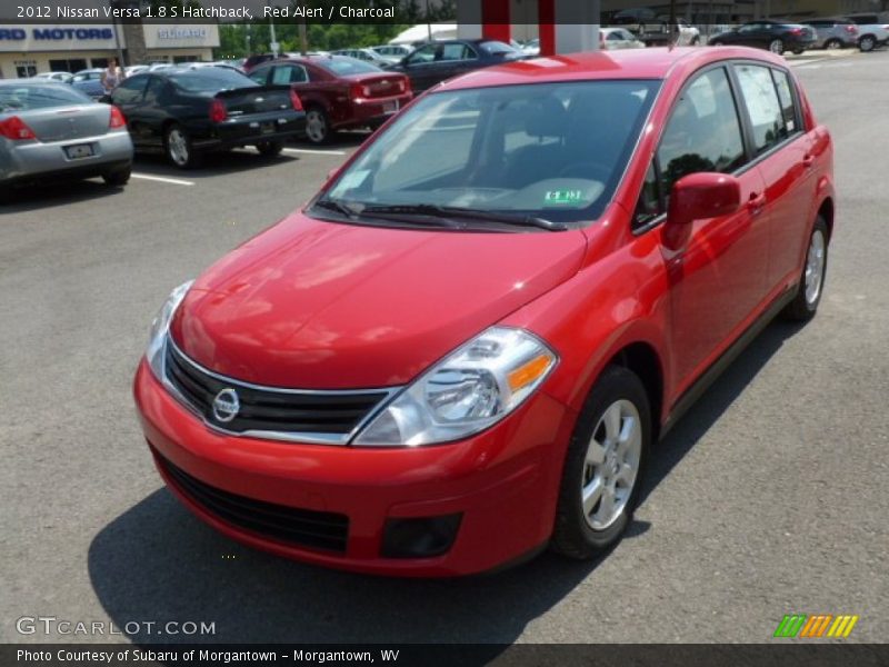 Red Alert / Charcoal 2012 Nissan Versa 1.8 S Hatchback