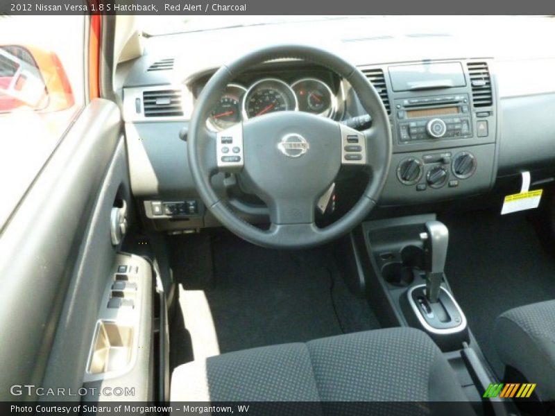 Red Alert / Charcoal 2012 Nissan Versa 1.8 S Hatchback