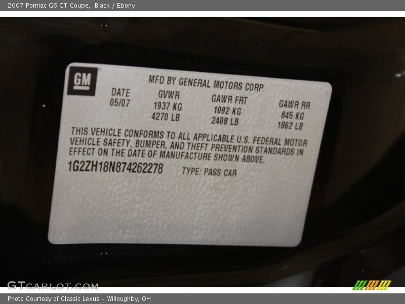Black / Ebony 2007 Pontiac G6 GT Coupe