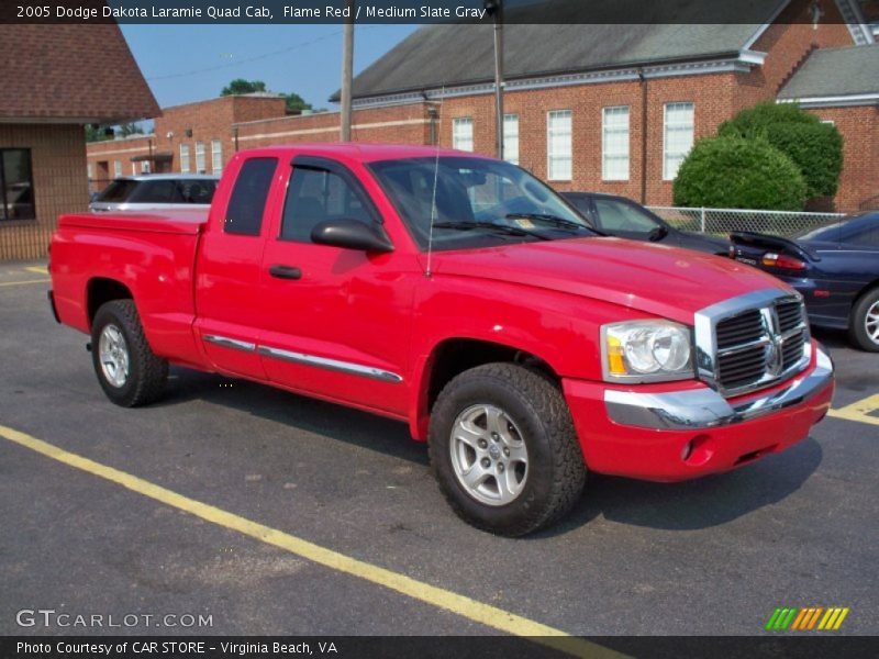 Flame Red / Medium Slate Gray 2005 Dodge Dakota Laramie Quad Cab