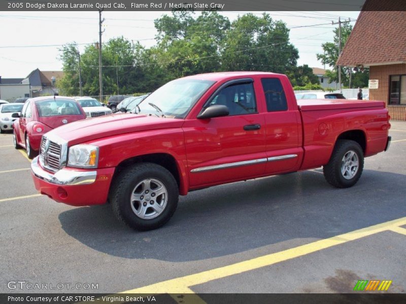 Flame Red / Medium Slate Gray 2005 Dodge Dakota Laramie Quad Cab