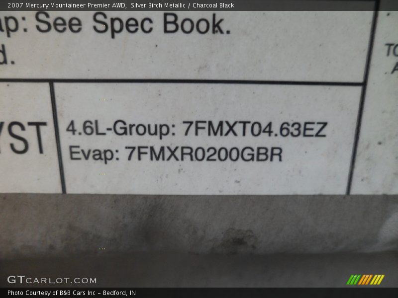 Silver Birch Metallic / Charcoal Black 2007 Mercury Mountaineer Premier AWD