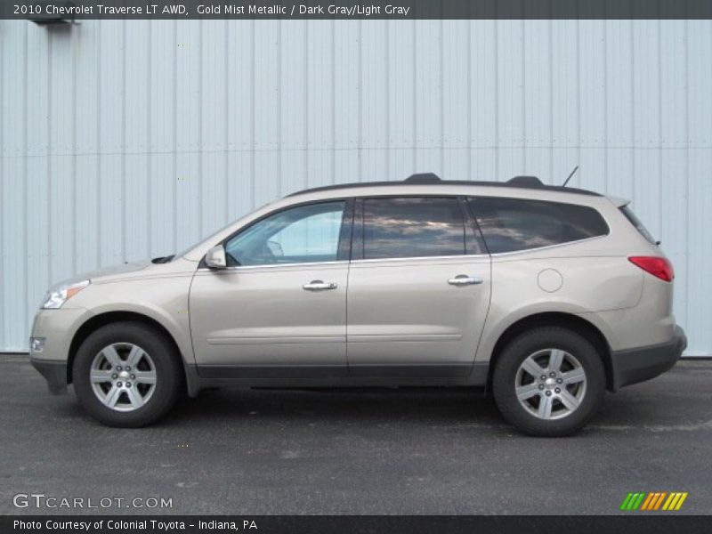 Gold Mist Metallic / Dark Gray/Light Gray 2010 Chevrolet Traverse LT AWD