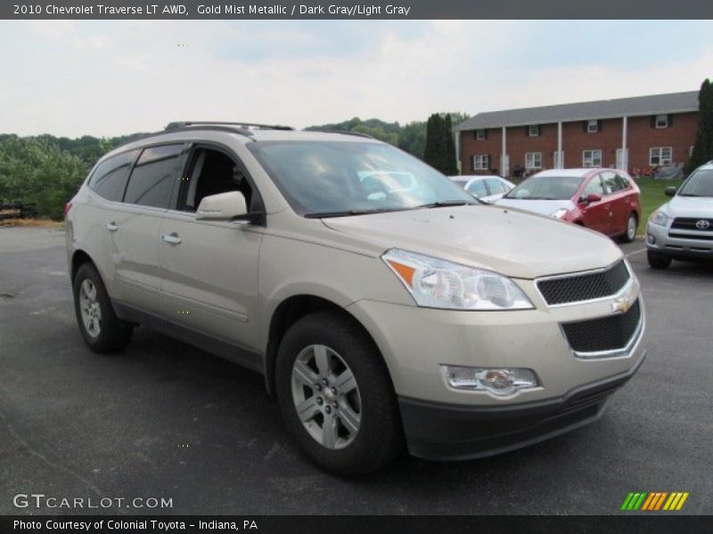 Gold Mist Metallic / Dark Gray/Light Gray 2010 Chevrolet Traverse LT AWD