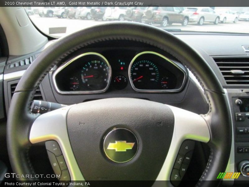 Gold Mist Metallic / Dark Gray/Light Gray 2010 Chevrolet Traverse LT AWD