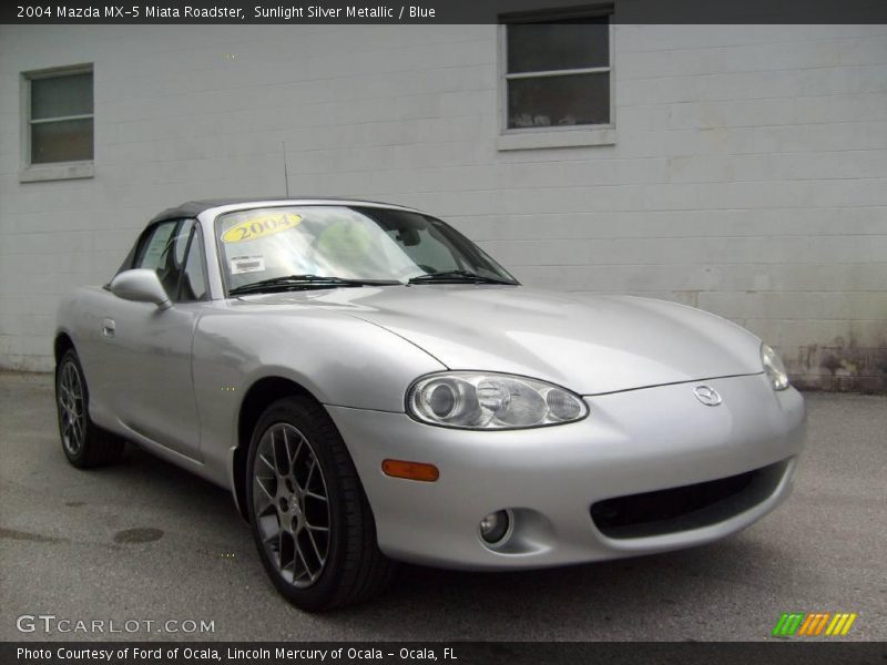 Sunlight Silver Metallic / Blue 2004 Mazda MX-5 Miata Roadster