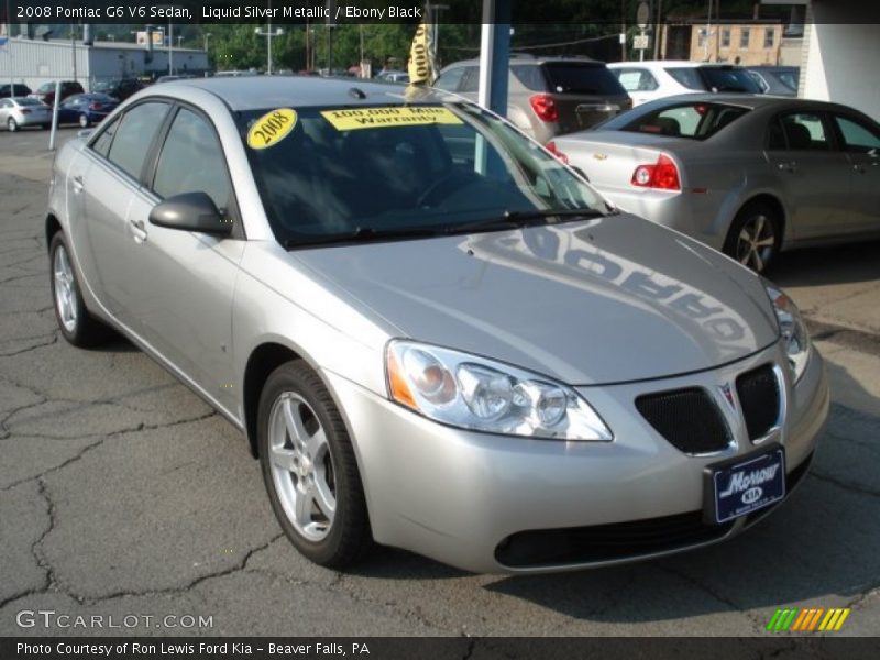 Liquid Silver Metallic / Ebony Black 2008 Pontiac G6 V6 Sedan