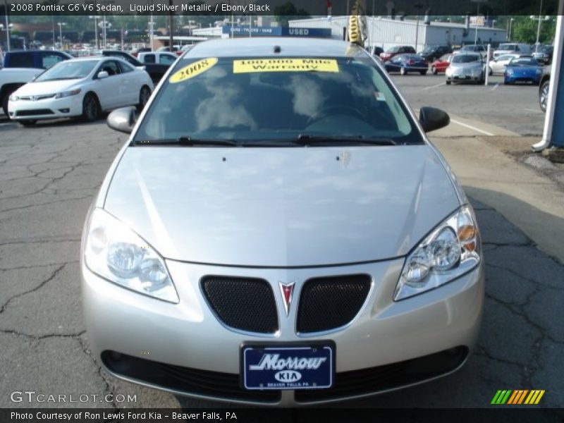 Liquid Silver Metallic / Ebony Black 2008 Pontiac G6 V6 Sedan